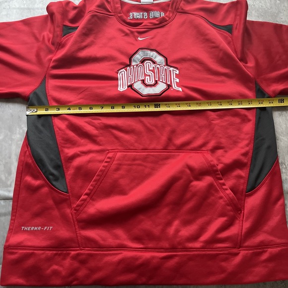The Ohio State Buckeyes Nike Therma-Fit Mens L Red Fleece Pullover Sweatshirt - Picture 5 of 10